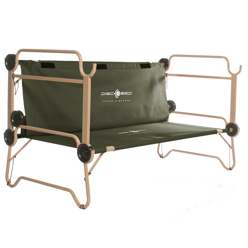 Disc-O-Bed camp bed Arm-O-Bunk with side pockets olive