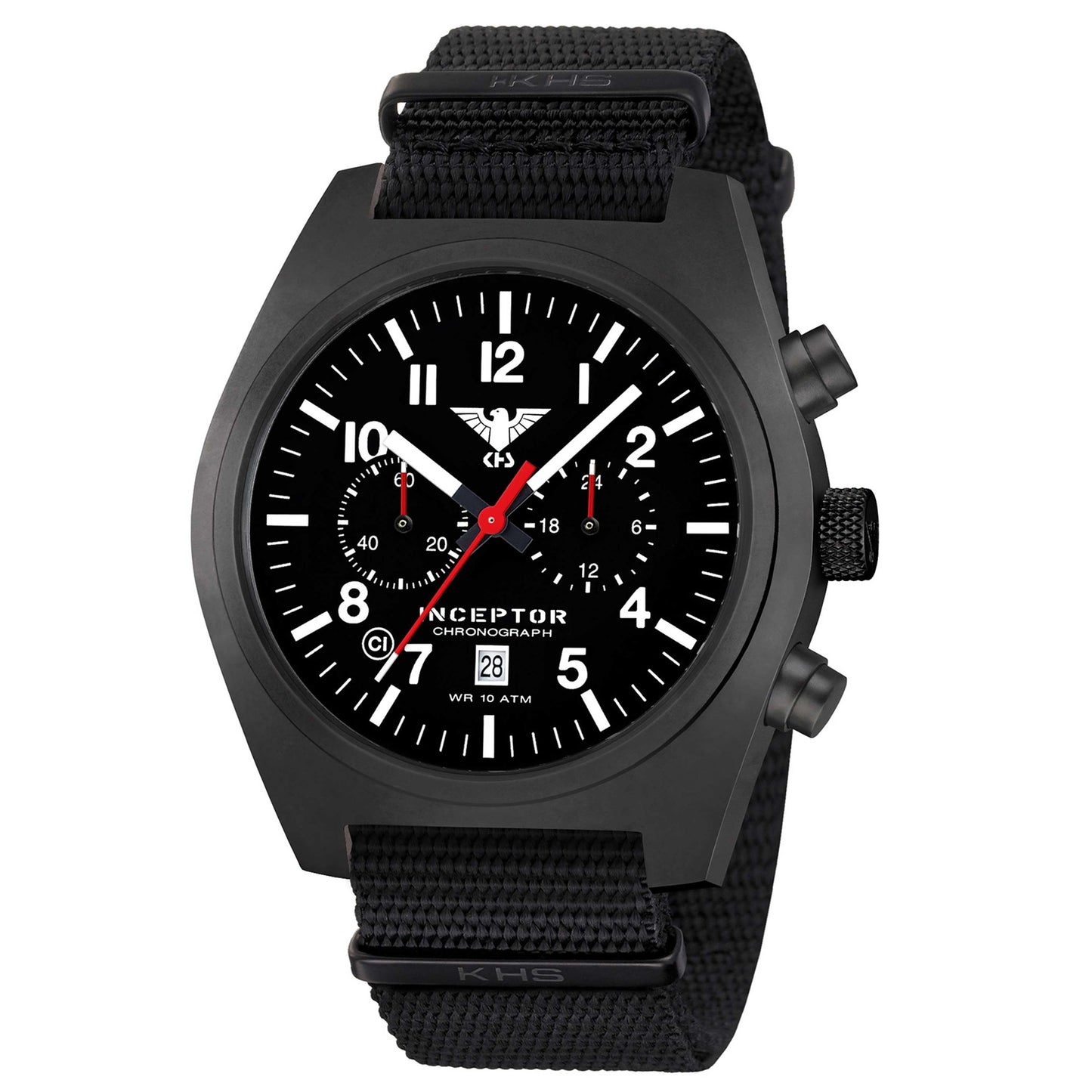 Watch Inceptor Black Steel Chronograph Natoband