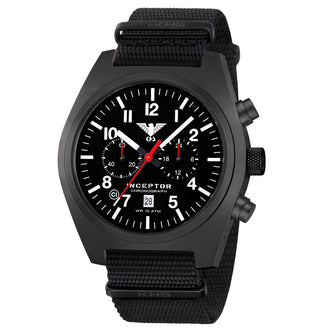 Watch Inceptor Black Steel Chronograph Natoband