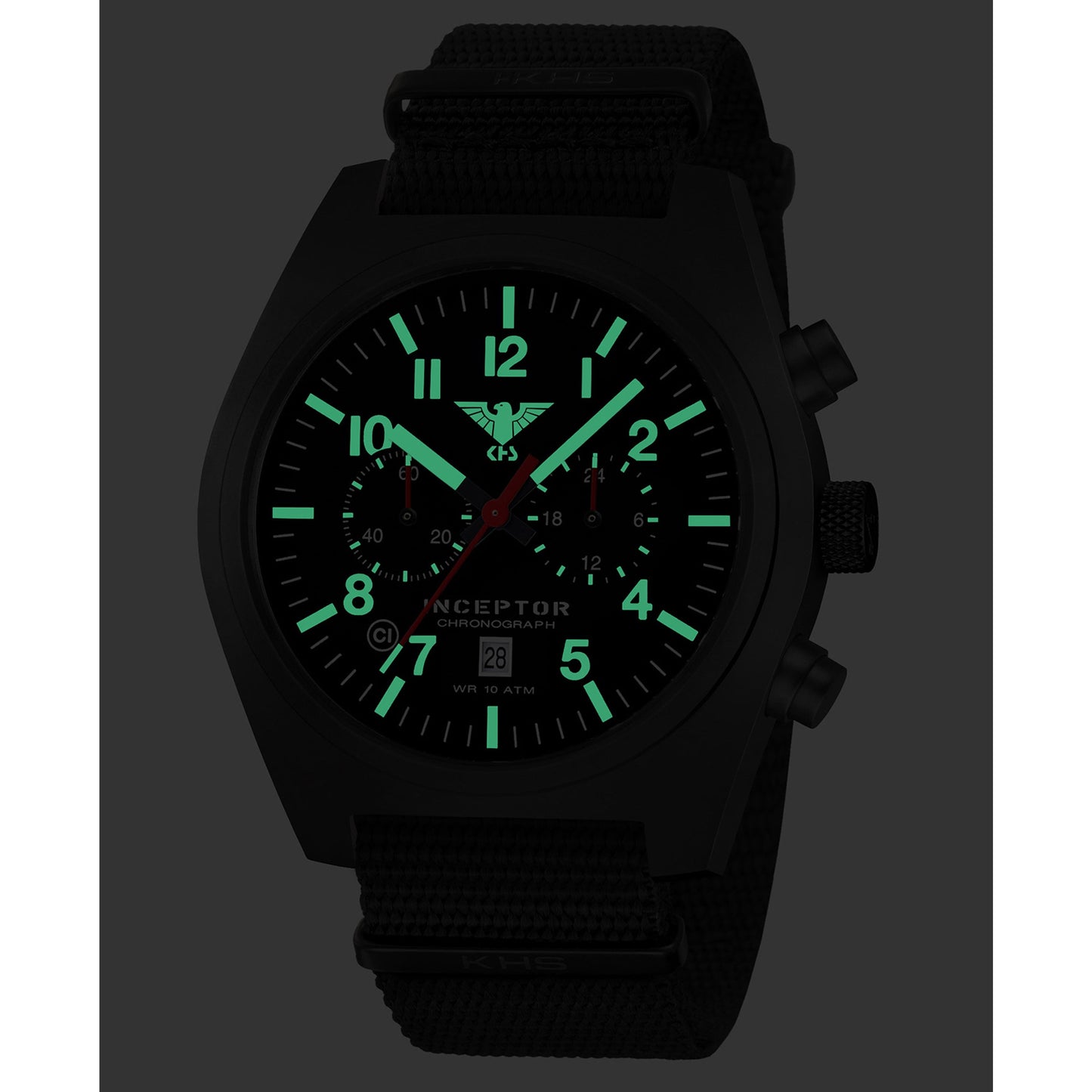 Watch Inceptor Black Steel Chronograph Natoband