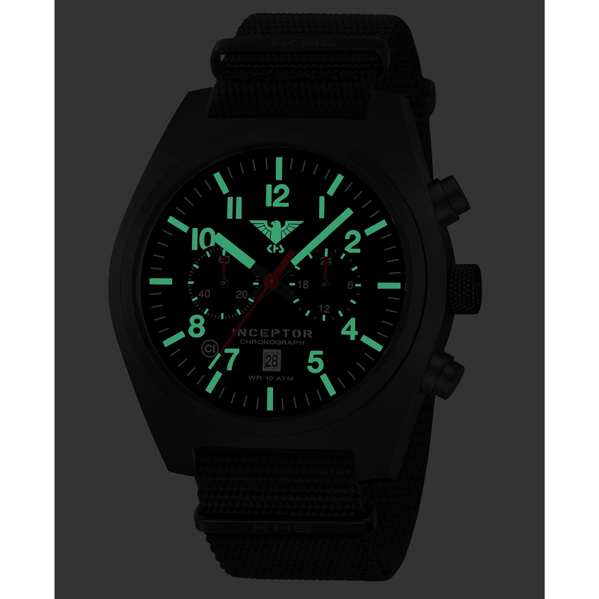 Watch Inceptor Black Steel Chronograph Natoband