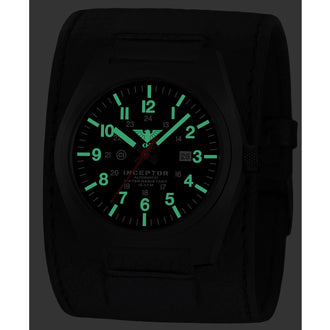 Watch Inceptor Black Steel Automatic Leather strap