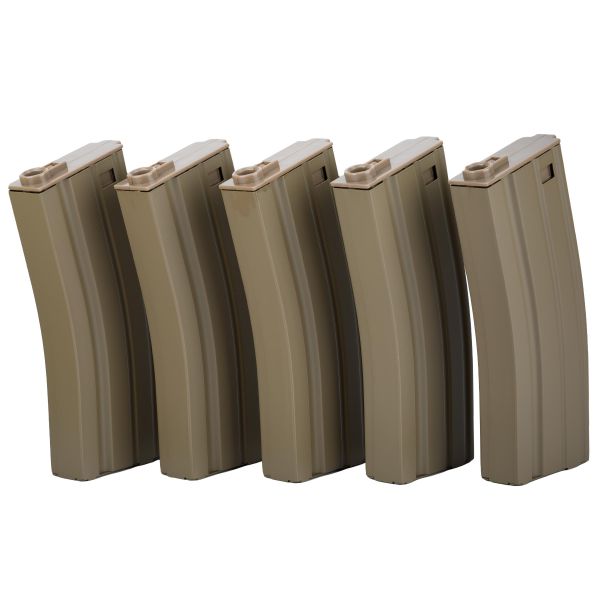 Specna Arms Ersatzmagazinset Mid-Cap 100 Schuss tan 5er Set