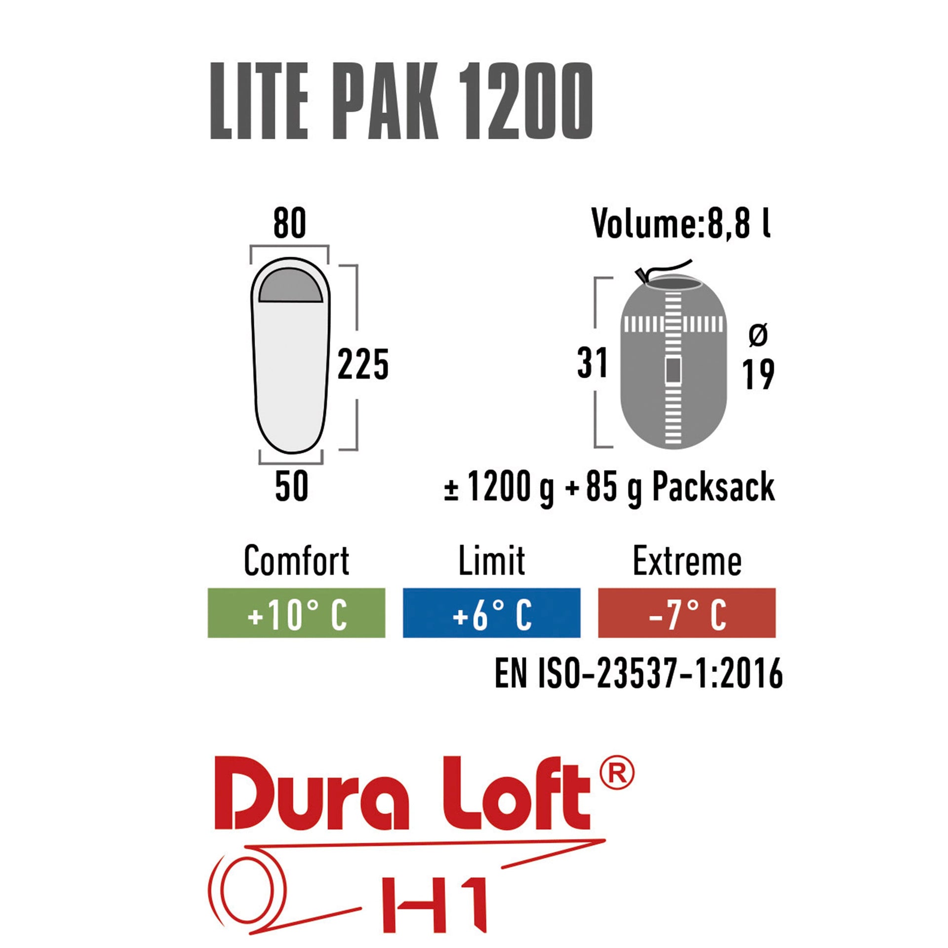 High Peak Schlafsack Lite Pak 1200 grün rot