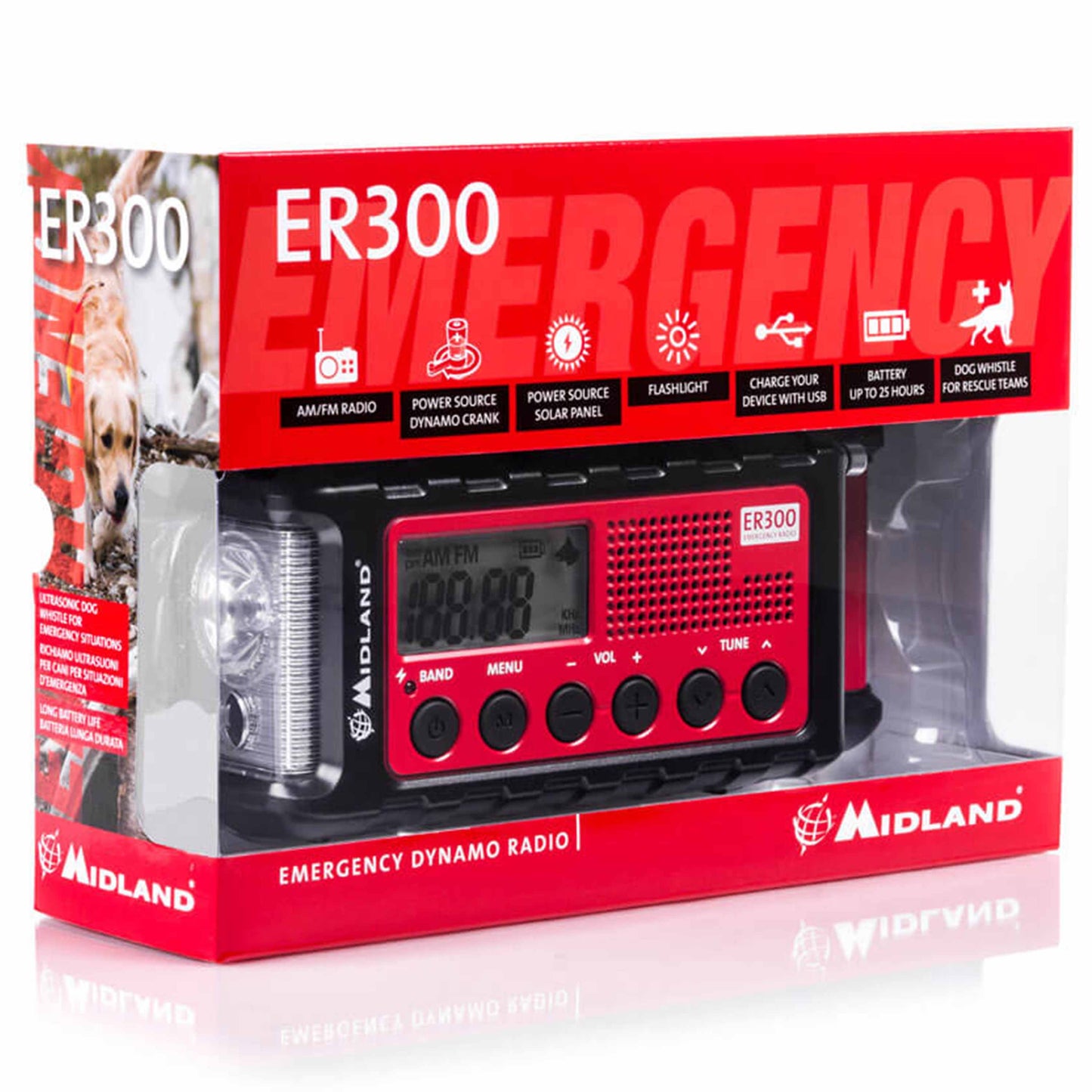 Midland Outdoor Kurbel-Radio ER 300 rot